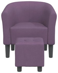 Poltrona com apoio de pés tecido roxo