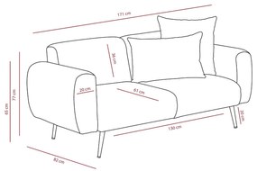Sofá de 2 Lugares Side – Creme – 171 cm x 77 cm x 82 cm