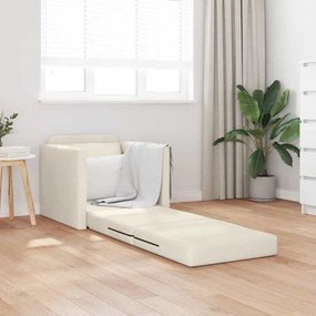 Sofá-cama 2-em-1 Creme 74x77x81 cm Veludo