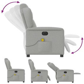 Poltrona massagens reclinável elétrica tecido cinzento-nublado