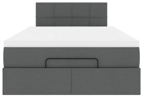 Cama otomana com colchão&amp;LEDs 120x200 cm tecido cinzento escuro