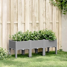 vidaXL Vaso/floreira de jardim c/ pernas 120x40x42cm PP cinzento-claro
