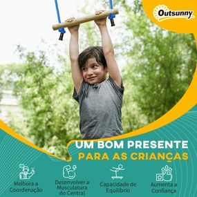 Circuito de Obstáculos Ninja para Crianças com Corda de 10 m Barras de Madeira Anéis de Ginástica Protetor de Árvore