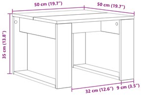Mesa Lateral de Carvalho Preto - 50x50x35 cm, Feita de Madeira Maciça