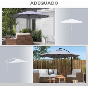 Toldo de Substituição para Chapéu de Sol de 3 m com Ventilação Superior para Exterior Jardim Pátio Piscina Cinza