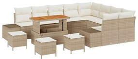 Conjunto de Sofá de Jardim com Almofadas Bege em Rattan Sintético de A