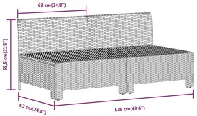 8 pcs conjunto lounge de jardim c/ almofadões vime PE cinzento