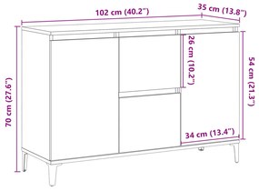 Aparador 102x35x70 cm derivados de madeira carvalho artisiano
