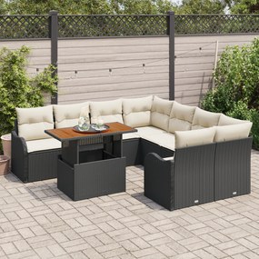 Conjunto de Sofás de Jardim Conjunto de 4 Preto e Branco