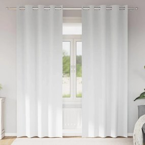 vidaXL Cortinas Blackout com Argolas 2 pcs Branco Puro 245 x 140 cm