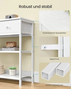 Mesa consola 98,8 x 30 x 78,7 cm, 3 gavetas tecido branca