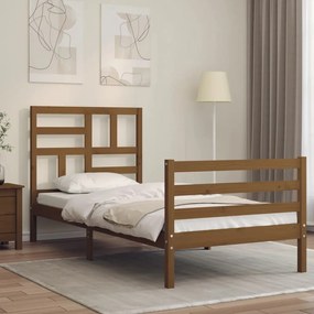 vidaXL Estrutura cama solteiro c/cabeceira madeira maciça castanho-mel