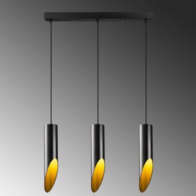 Candeeiro de Teto Kesik – Preto e Dourado – 58 x 8 cm