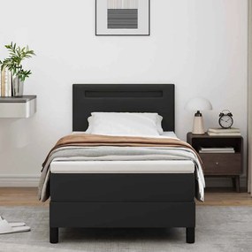 Cama Box com Colchão – Preto, 90x200 cm, Couro Sintético