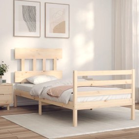 3195121 vidaXL Estrutura cama de solteiro c/ cabeceira madeira maciça