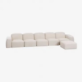 Sofá Modular E Pufe Bastian De 5 Peças Chenille Grossa Branca - Sklum