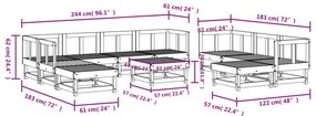 11 pcs conjunto lounge de jardim madeira de douglas maciça