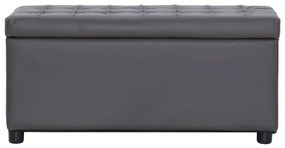 Banco de arrumação 87,5 cm couro artificial cinzento