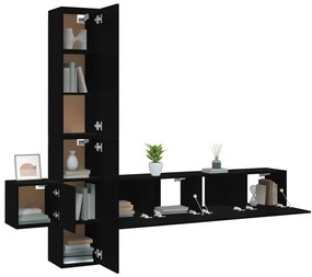 Conjunto móveis de TV 5 pcs madeira processada preto