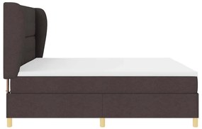 Cama Box Spring vidaXL com Colchão - Castanho Escuro, 200x200 cm, Teci