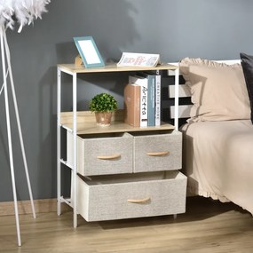 Cómoda com 3 gavetas em tecido, prateleira e tampo superior, 58 x 29 x 81,5 cm branco