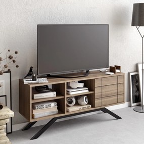Móvel de TV North – Preto e Nogueira – 130x38,6x58,6 cm