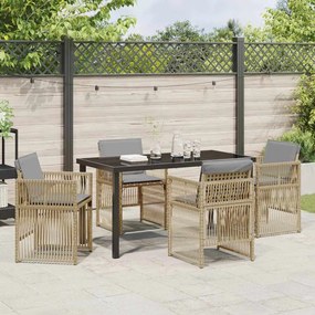 Conjunto de Jantar para Jardim de 5 Peças com Almofadas de Rattan Sint