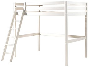 Conjunto Cama alta de Criança PINO 140 x 200 cm + estrado + escada + sofá-cama Branca
