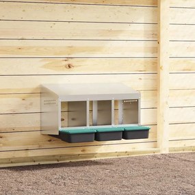 vidaXL Caixa de nidificação para galinhas com 3 compartimentos, montada na parede, em aço galvanizado