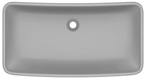 Lavatório luxuoso retangular 71x38 cm cerâmica cinza-claro mate
