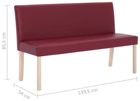 Banco 139,5 cm couro artificial vermelho tinto