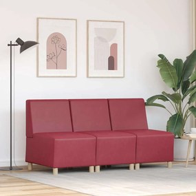 vidaXL Cadeiras de Sofá 3 pcs vermelho tinto 55 x 74 x 82 cm