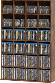Móvel de Arrumação para CDs e DVDs, 89 x 20 x 130,5 cm, Capacidade para 456 CDs ou 336 DVDs, Castanho