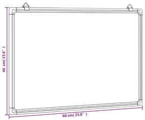 Quadro branco magnético 60x40x1,7 cm alumínio