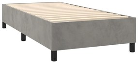 Cama box spring c/ colchão/LED 90x190 cm veludo cinzento-claro