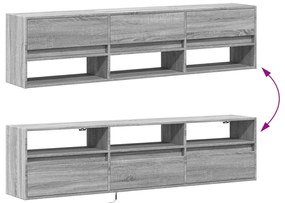 Móvel de parede p/ TV c/ luzes LED 180x31x45 cm cinzento sonoma
