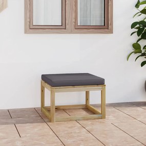 vidaXL Apoio de pés para jardim c/ almofadão pinho impregnado verde