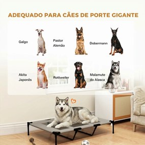 Cama Elevada para Cães Grandes com Malha Respirável e Saco 122x92x23 cm Preta