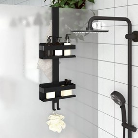 vidaXL Prateleiras de chuveiro aço inoxidável 304 escovado preto mate