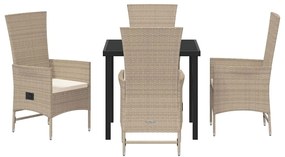 Conjunto de Cadeiras Externas 5 pcs Bege 80 x 80 x 73 cm