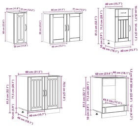 8 peças armário de cozinha conjunto Kalmar branco