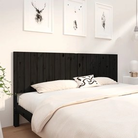 Cabeceira de cama 205,5x4x100 cm pinho maciço preto