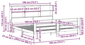 Cama sem colchão 180x200 cm pinho maciço castanho-mel