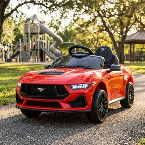 Carro elétrico para crianças Ford Mustang 12V, Rodas borracha Vermelho