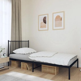 vidaXL Estrutura de cama com cabeceira 100x200 cm metal preto