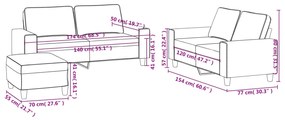 3 pcs conjunto de sofás tecido cinzento-claro