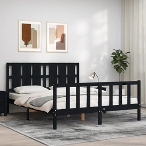3192245 vidaXL Estrutura de cama com cabeceira 160x200 cm madeira maciça preto