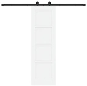 Porta Deslizante com Conjunto de Hardware 'ORKDAL'Branco Madeira Sólid