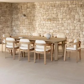 Conjunto De Mesa Oval 240x100 Cm E 8 Cadeiras De Jardim Em Madeira De Acácia Uleno Marrom Acácia Claro - Sklum