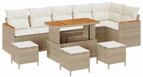 Conjunto de Sofás para Jardim com 10 Peças e Almofadas Bege Rattan Acá